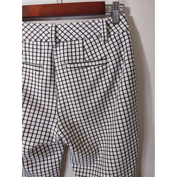 Cabi White Windowpane Gingham Print Skinny Trouser Pants Women's Size 0 - Picture 6 of 9